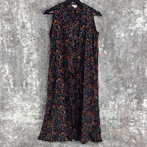 LulaRoe Sz XS Back Colorful Floral Print Joy Long Open Sleeveless Cardigan Duste